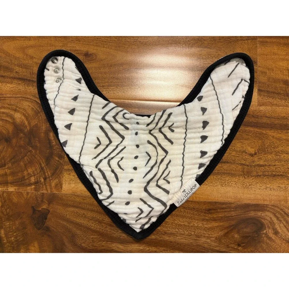 LouLou Lollipop Muslin Bandana Bibs, Black and White